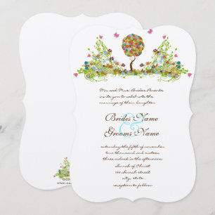 Patchwork-Zauberwald-Baum-Hochzeitseinladung Einladung