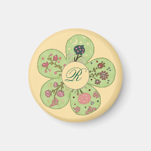 Patchworkblume, personalisiert  magnet