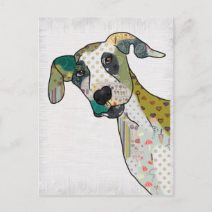 Patchworkhund Postkarte