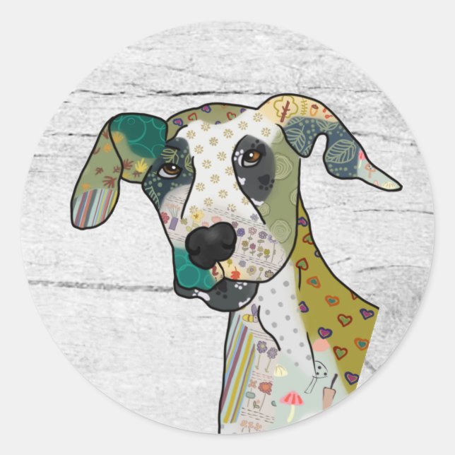 Patchworkhund Runder Aufkleber (Vorderseite)