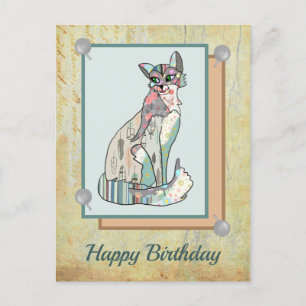 Patchworkkatze postkarte