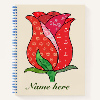 Patchworkrose, personalisierter Notizblock Notizbuch