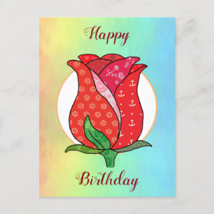 Patchworkrose postkarte