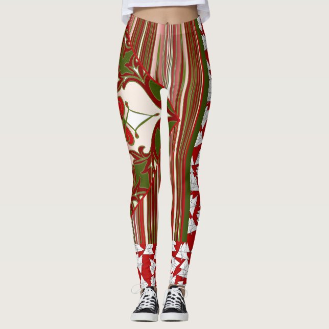 Patchy Stripes Christmas Party Leggings (Vorderseite)