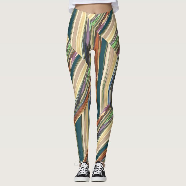 Patchy Stripes Green Leggings (Vorderseite)