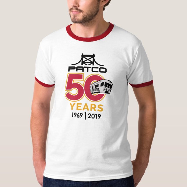 PATCO 50-Jubiläum Logo Red Ringer T-Shirt (Vorderseite)