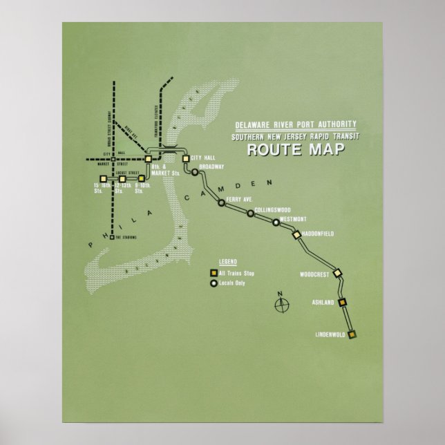 PATCO Route Karte Replik Poster (Vorne)