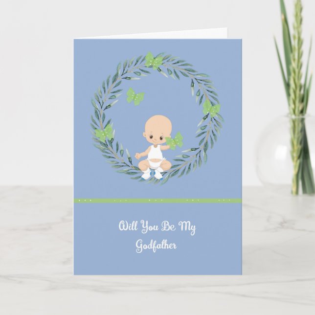 Pate Request Card vom Niedlichen Baby Boy Einladung (Vorderseite)
