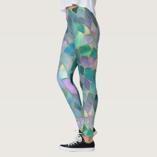 Patel Farben Glasmosaik Muster Leggings