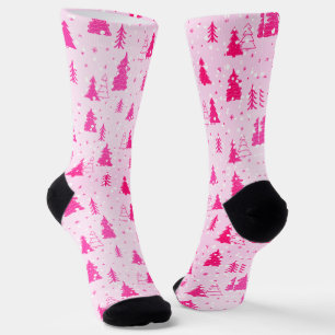 Patel Pink Weihnachtsbaum Falling Snow Elegant Socken