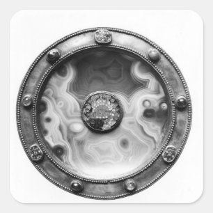 Paten mit einer Medaillonschilderung dauern Quadratischer Aufkleber