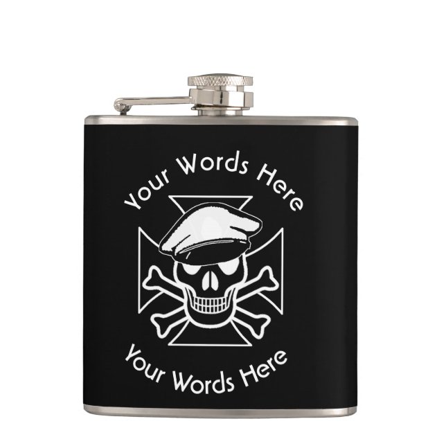 Patenkreuz und Skull & Crossbones Flachmann (Vorderseite)