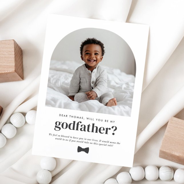Patenonkel-Foto-Antrag mit Bogen Einladung (Zazzle Godfather Arched Photo Proposal)