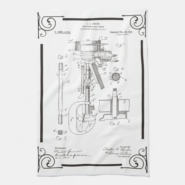 Patent 1915, das für Außenbordmotor auf Küche Handtuch (Vertikal)