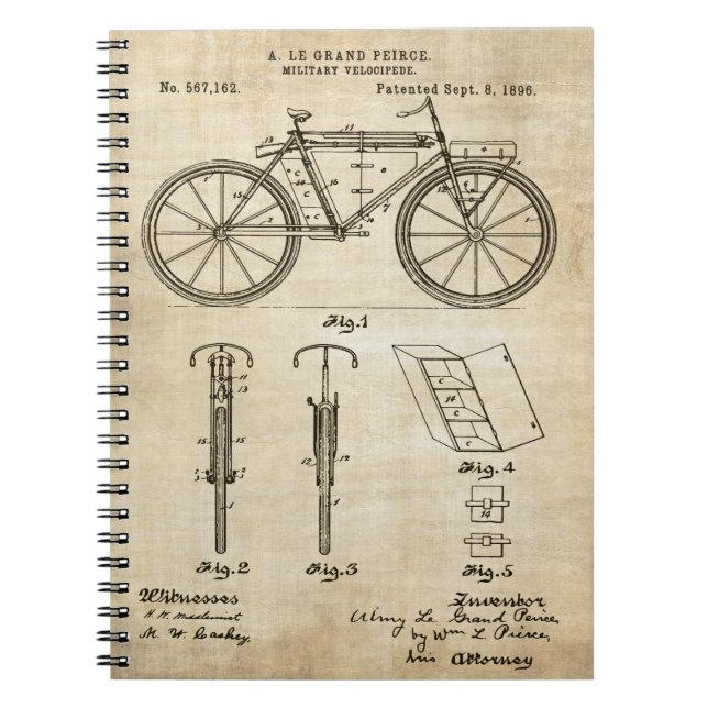 Patent-Druck des Fahrrad-1896 Notizblock (Vorderseite)