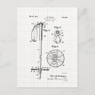 Patent für alte Skistöcke Postkarte