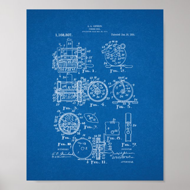 Patent für Angeln - Blueprint Poster (Vorne)