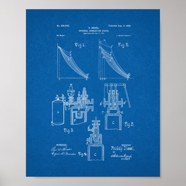 Patent für den Motor von Verbrennungsmotoren - Blu Poster (Vorne)