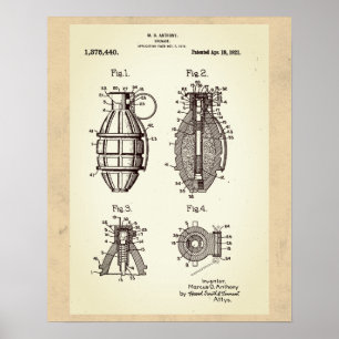 Patent für eine alte Granate Poster