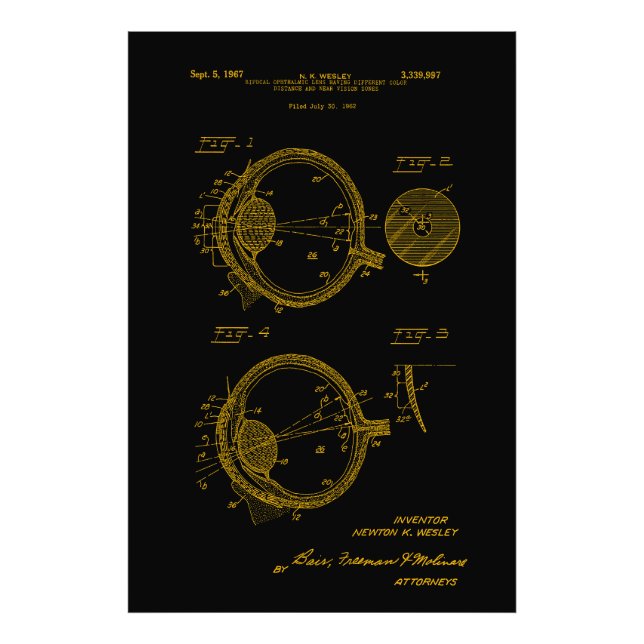 Patent für multifokale Linsen des Katarakts 1962 Fotodruck (Vorne)