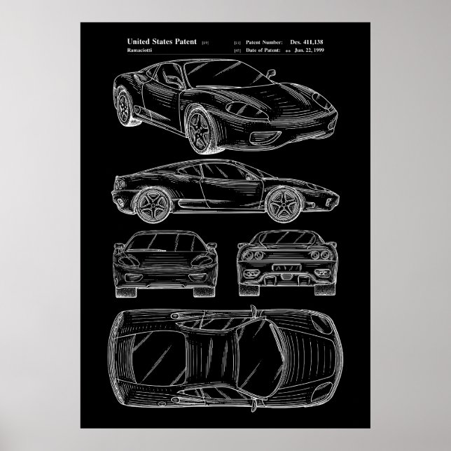 Patent für Sportwagen Poster (Vorne)
