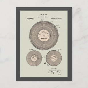 Patent für Vintage-Schallplatte Postkarte