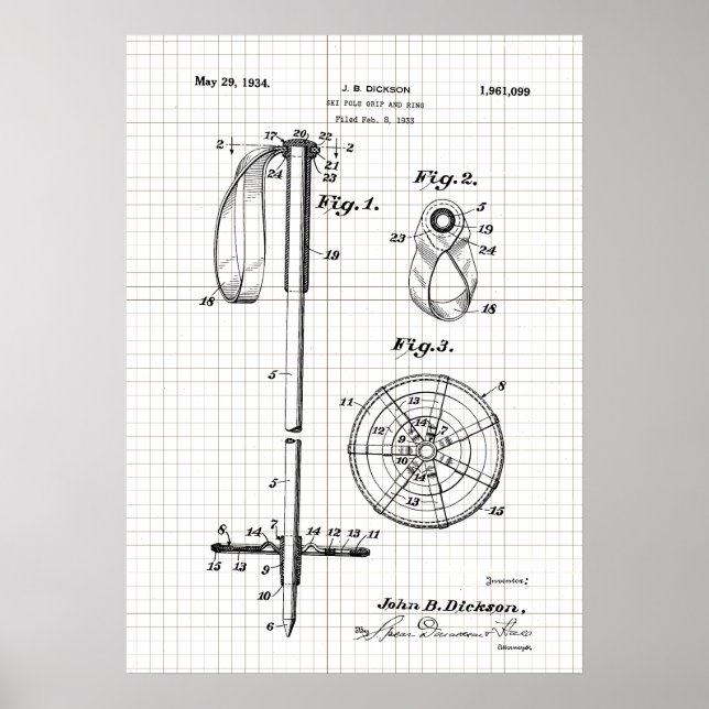 Patent für Vintage-Skistöcke Poster (Vorne)