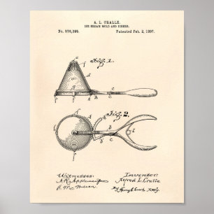 Patent-Kunst altes Peper der Eiscreme-Form-1897 Poster