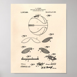 Patent-Kunst altes Peper des Korb-Ball-1916 Poster