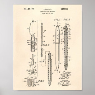 Patent-Kunst altes Peper des Kugelschreiber-1966 Poster