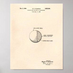 Patent-Kunst der Billardkugel-1940 - altes Peper Poster