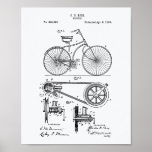 Patent-Kunst des Fahrrad-1890 - Weißbuch Poster