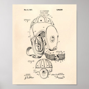Patent-Kunst des Football-Helm-1927 - altes Peper Poster