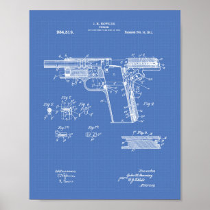Patent-Kunst-Plan der Feuerwaffen-1911 Poster