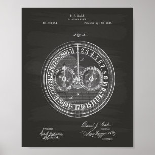Patent-Kunst-Tafel der Kalender-Uhr-1885 Poster