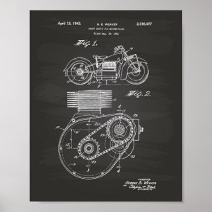 Patent-Kunst-Tafel der Motorrad-1943 Poster