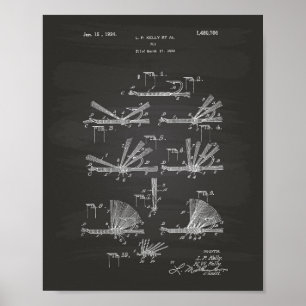 Patent-Kunst-Tafel des Fliegen-Haken-1924 Poster