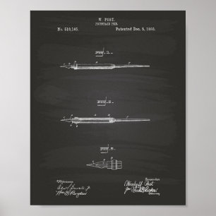 Patent-Kunst-Tafel des Füllfederhalter-1893 Poster