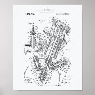 Patent-Kunst-Weißbuch des Gas-Motor-Ventil-1916 Poster