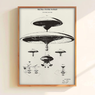 Patent-Wandkunst UFO-Plakat Raumschiff Kunst Vinta Poster