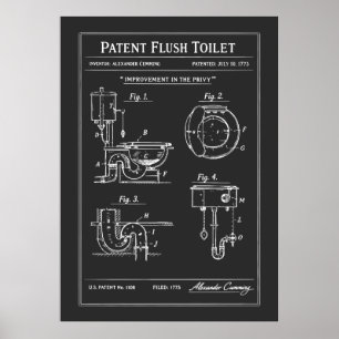 Patent-Wasserspültoilette Blaupause Poster