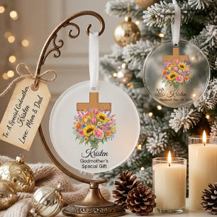 Patentauf Florales Geburtstagsblume zur Taufe Ornament