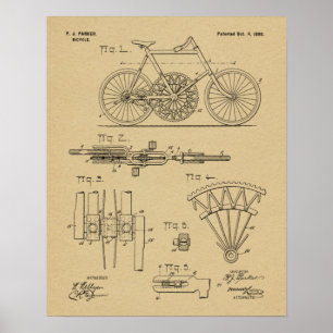 Patentdruck für ein kettenloses Getriebe-fahrrad v Poster