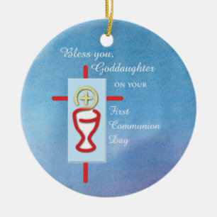Patentochter, Erste Heilige Kommunion, Türkis Keramikornament
