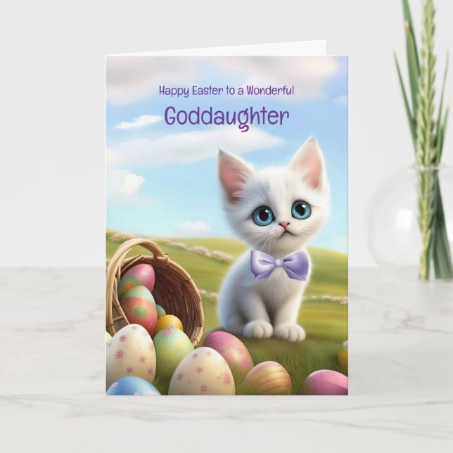 Patentochter Frohe Ostern mit süßem Kätzchen  Karte (Vorderseite)