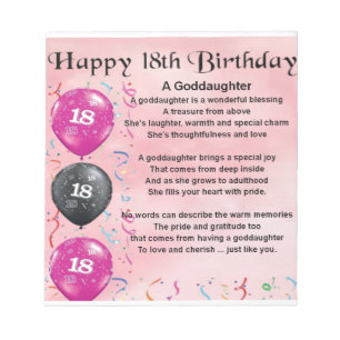 Patenttochter-Gedicht - 18. Geburtstag Notizblock