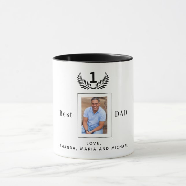 Pater Best dad je Foto Schwarz-weiße Namen Tasse (Zentrum)