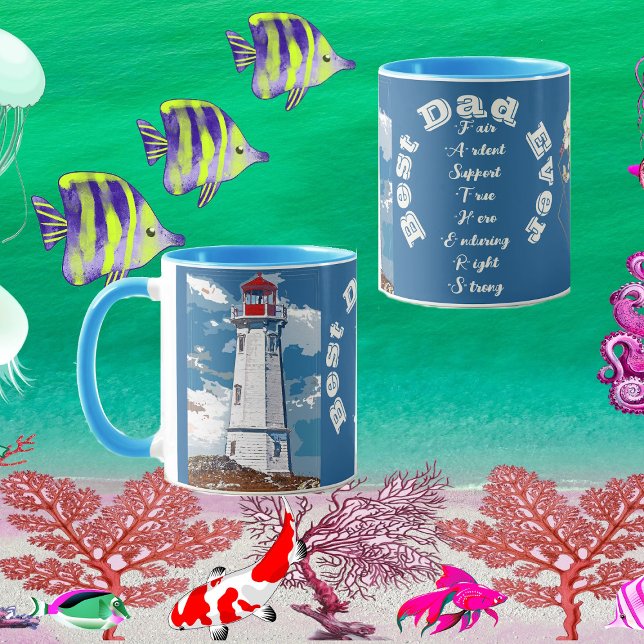 Pater Daughter Bond Leuchtturm Bester Vater je Bla Tasse (Father Daughter Bond Lighthouse Best Dad Ever Blue Mug)