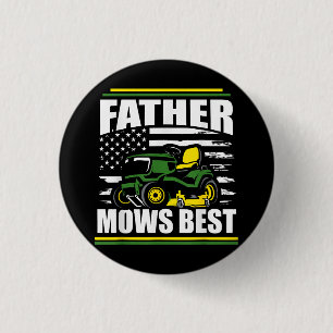 Pater Mows Best Funny Lawn Mower American Flag Fla Button
