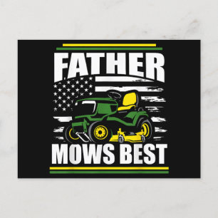 Pater Mows Best Funny Lawn Mower American Flag Fla Feiertagspostkarte